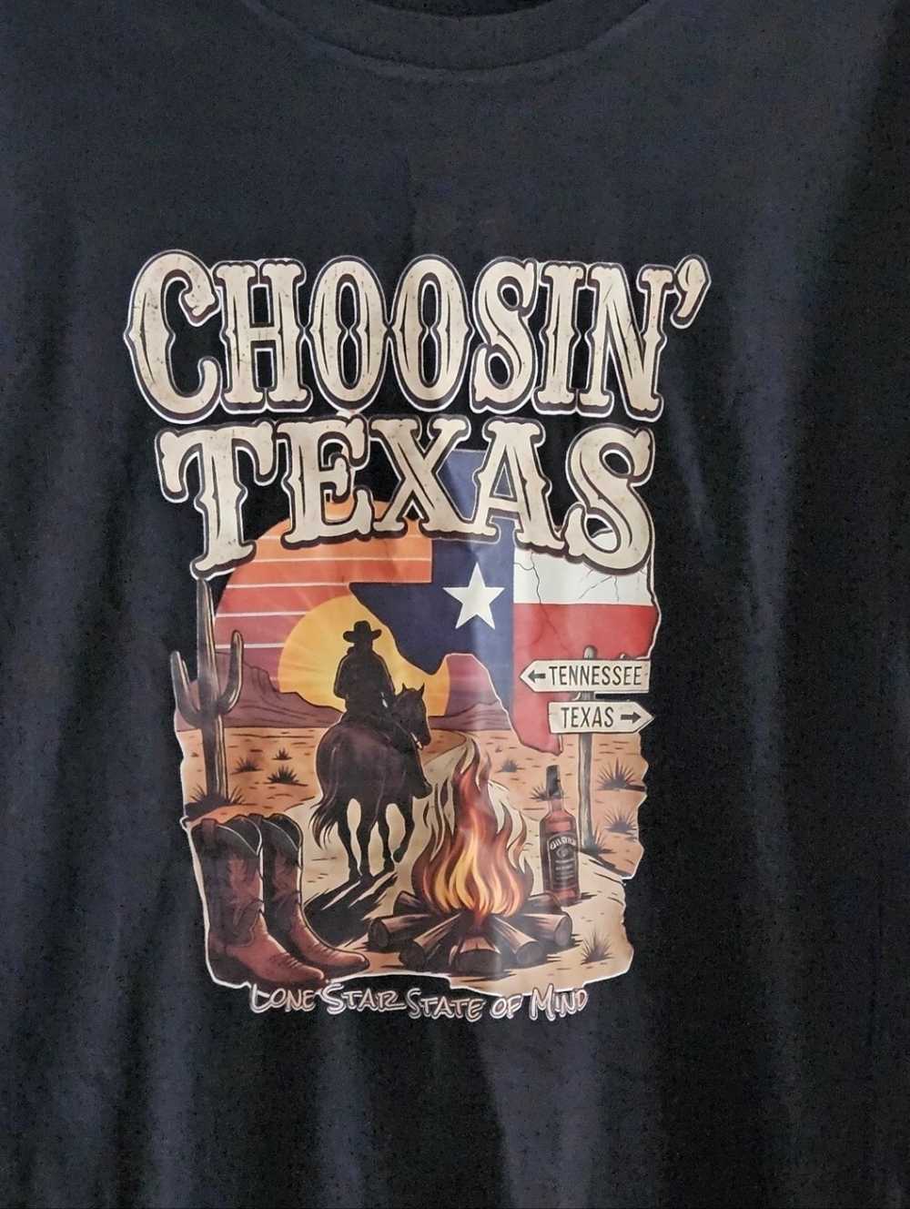 PLUS SIZE CHOOSIN' TEXAS BLACK GRAPHIC TSHIRT SIZE 2XL - Picture 2 of 3